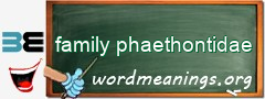 WordMeaning blackboard for family phaethontidae